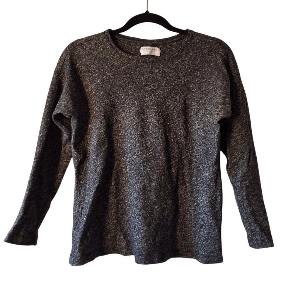 Everlane Women Size S Marled Grey Crew Neck Cotton Wool Blend Sweater Warm Fall